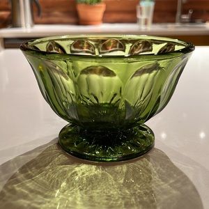 1970s Vintage Green Glass Candy/Nut Bowl